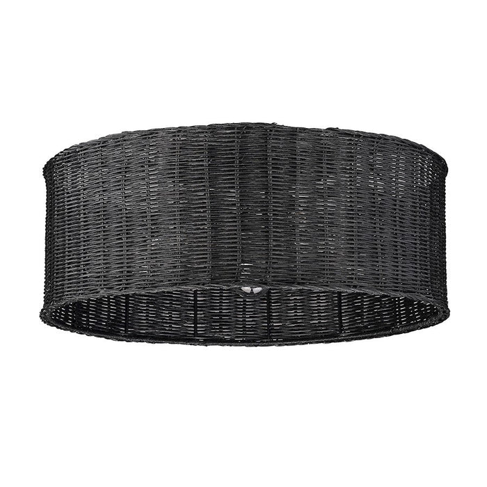 Golden Lighting Erma 5-Light Flush Mount, Black/Black Wicker