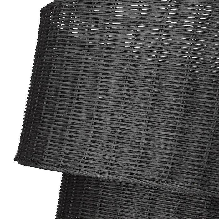 Golden Lighting Erma Chandelier, Matte Black/Black Wicker