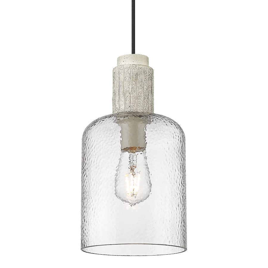 Golden Lighting Pedra 1 Light Small Pendant, BK/Hammered Clear - 1086-SBLK-HCG