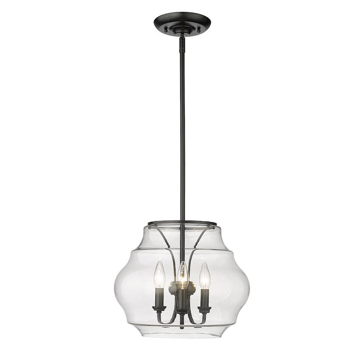 Golden Lighting Annette 3-Light Pendant, Black/Clear Glass - 1087-3PBLK-CLR