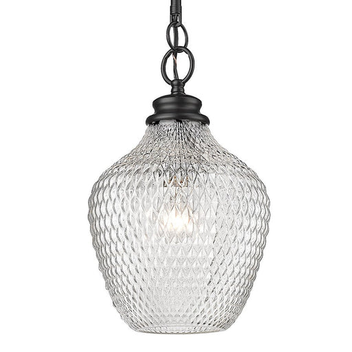 Golden Lighting Adeline 1 Light Medium Pendant, Black/Clear - 1088-MBLK-CLR