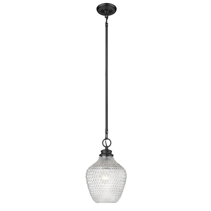 Golden Lighting Adeline 1 Light Medium Pendant, Black/Clear