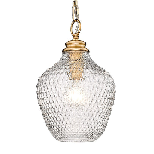 Golden Lighting Adeline 1-Light Pendant, Gold/Clear Glass