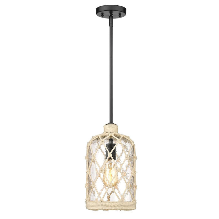 Golden Lighting Nassau 1 Light Mini Pendant, Black/Hammered