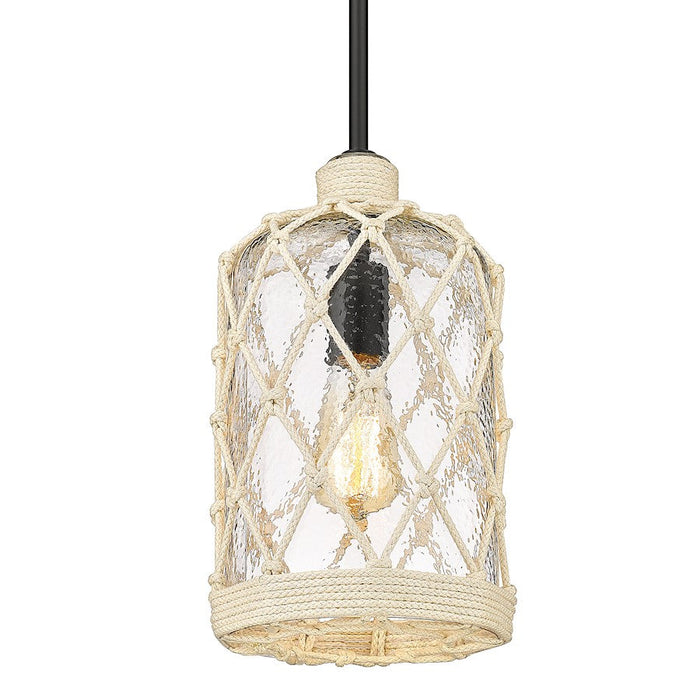 Golden Lighting Nassau 1 Light Mini Pendant, Black/Hammered