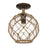 Golden Lighting Haddoc 1 Light Semi-Flush Mount, Burnished Chestnut