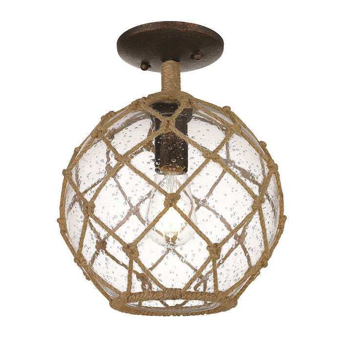 Golden Lighting Haddoc 1 Light Semi-Flush Mount, Burnished Chestnut