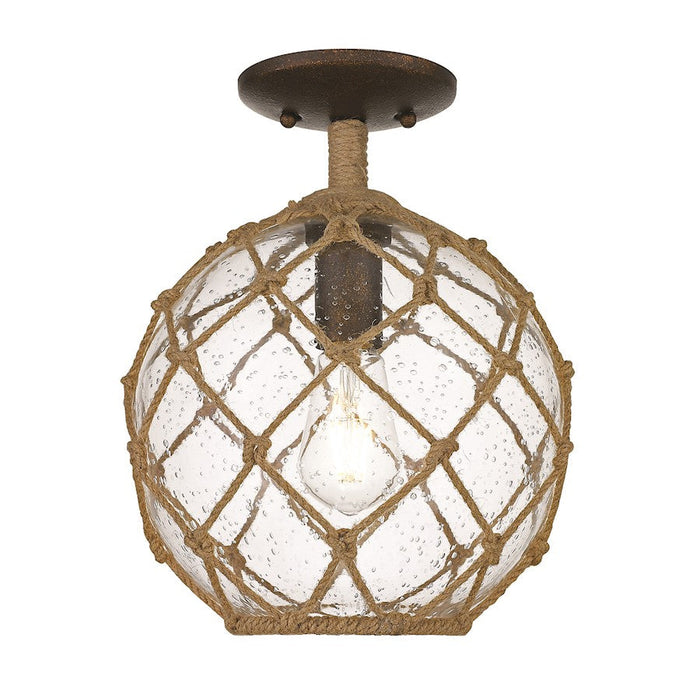 Golden Lighting Haddoc 1 Light Semi-Flush Mount, Burnished Chestnut