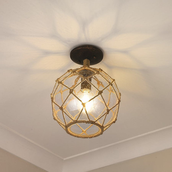 Golden Lighting Haddoc 1 Light Semi-Flush Mount, Burnished Chestnut