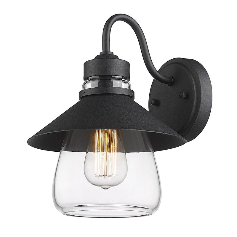 Golden Lighting Demi 1-Light Outdoor Wall Light, Black/Clear