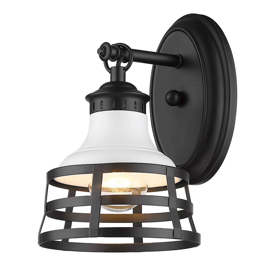 Golden Lighting Locklyn 1 Light Wall Sconce Vanity, Black/White - 1109-1WBLK-WHT