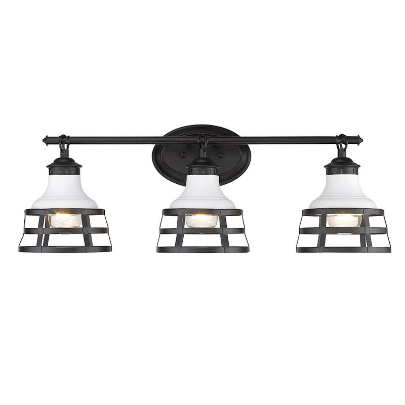 Golden Lighting Locklyn 3 Light Bath Vanity, Black/White