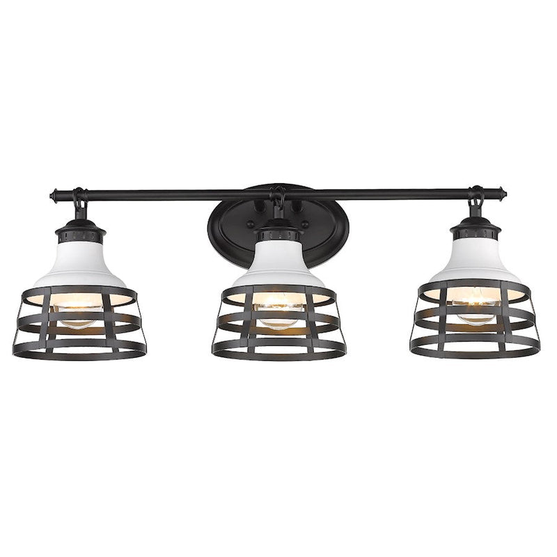 Golden Lighting Locklyn 3 Light Bath Vanity, Black/White