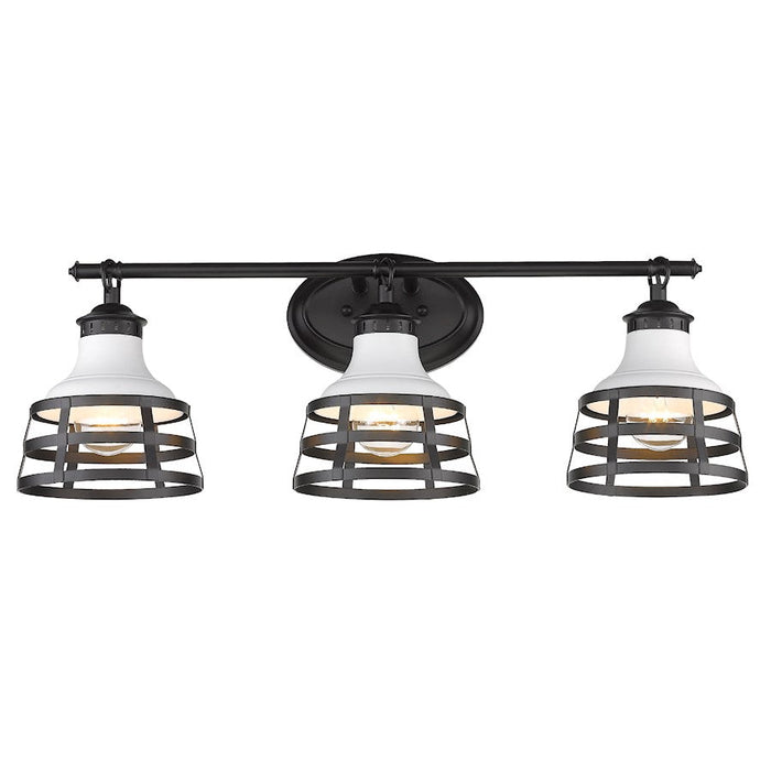Golden Lighting Locklyn 3 Light Bath Vanity, Black/White