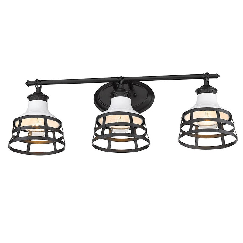 Golden Lighting Locklyn 3 Light Bath Vanity, Black/White