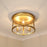 Golden Lighting Payton 3-Light Flush Mount, Bronze/Clear Glass