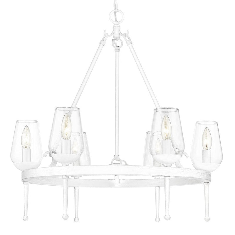 Golden Lighting Regent 6 Light Chandelier, White Plaster/Clear - 1210-6TWP