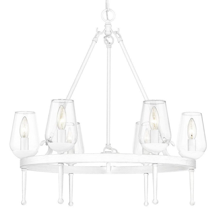 Golden Lighting Regent 6 Light Chandelier, White Plaster/Clear - 1210-6TWP