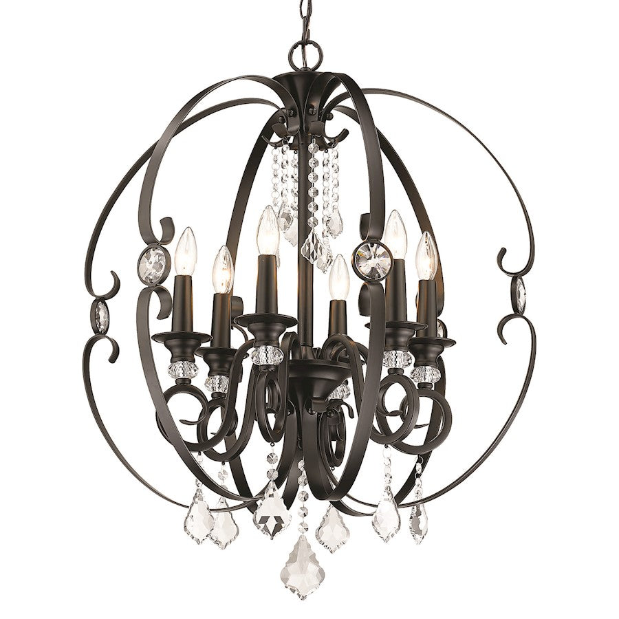 Golden Lighting Ella 6 Light Chandelier, Matte Black - 1323-6BLK