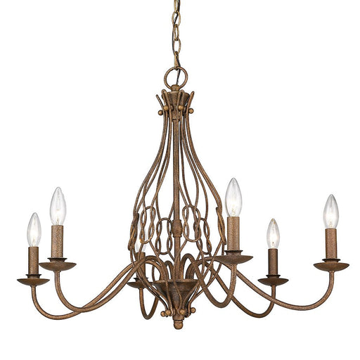 Golden Lighting Antoinette 6 Light Chandelier, Burnished Chestnut