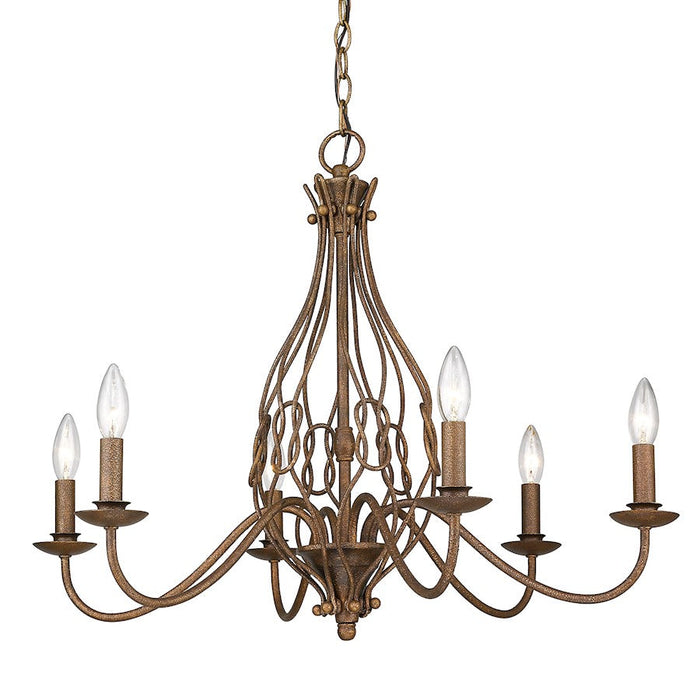 Golden Lighting Antoinette 6 Light Chandelier, Burnished Chestnut