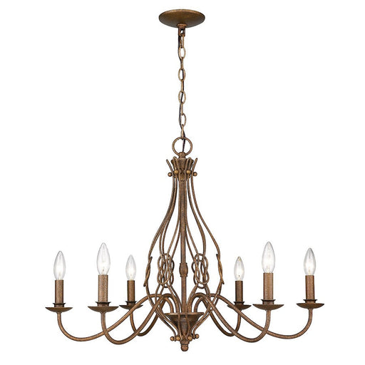 Golden Lighting Antoinette 6 Light Chandelier, Burnished Chestnut