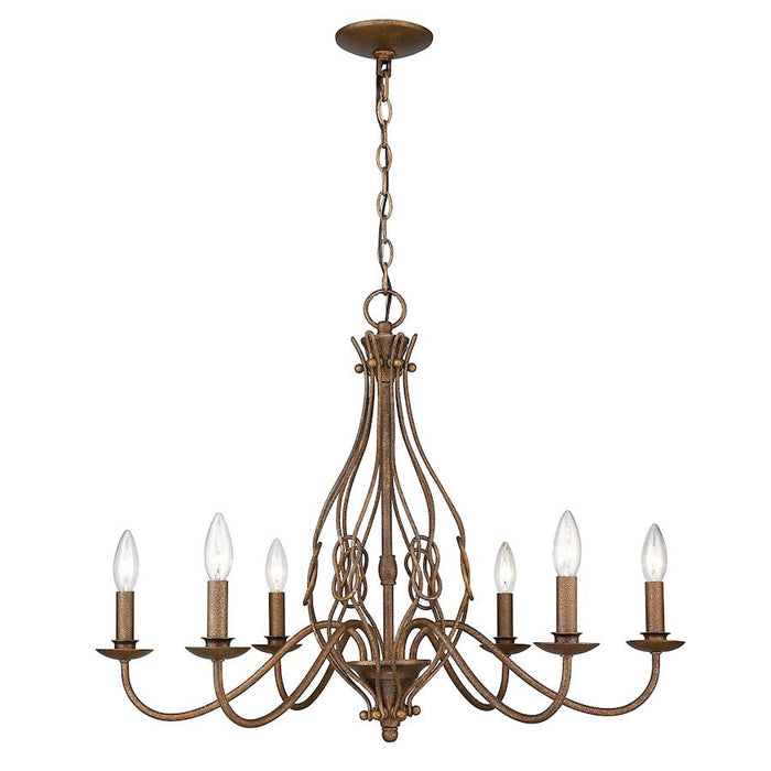 Golden Lighting Antoinette 6 Light Chandelier, Burnished Chestnut