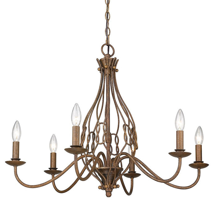 Golden Lighting Antoinette 6 Light Chandelier, Burnished Chestnut