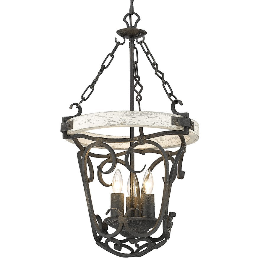 Golden Lighting Madera 3 Light Pendant, Antique Black Iron