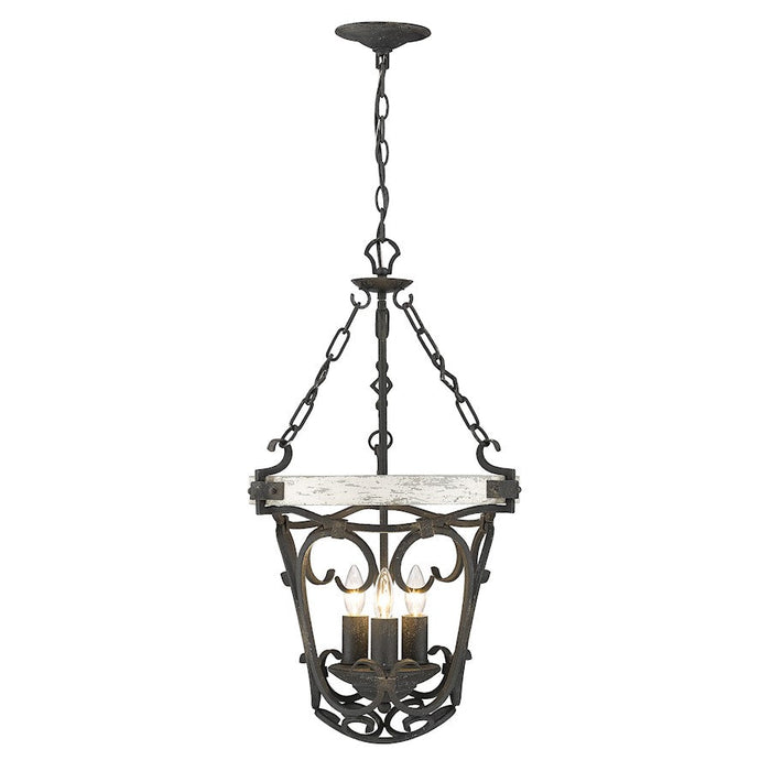 Golden Lighting Madera 3 Light Pendant, Antique Black Iron