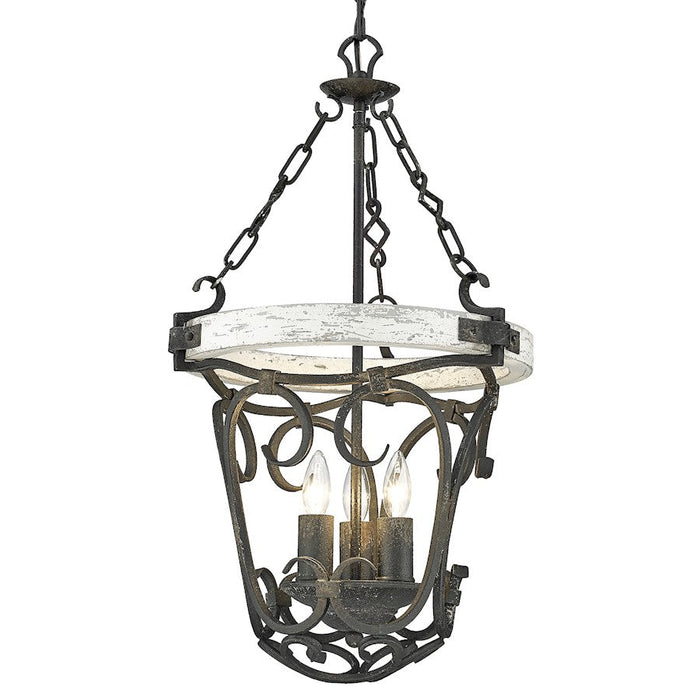 Golden Lighting Madera 3 Light Pendant, Antique Black Iron