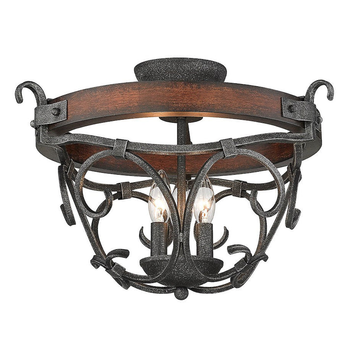 Golden Lighting Madera 3 Light Semi-Flush Mount, Black Iron