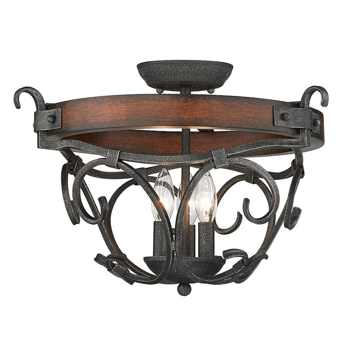 Golden Lighting Madera 3 Light Semi-Flush Mount, Black Iron