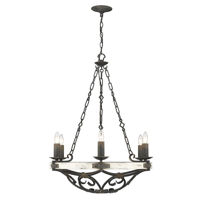 Golden Lighting Madera  Light Chandelier, Antique Black Iron