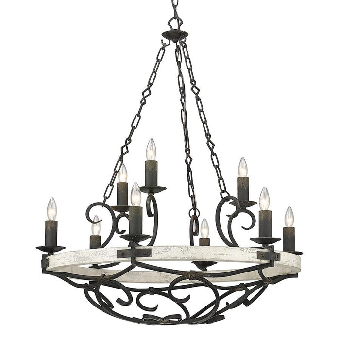 Golden Lighting Madera  Light Chandelier, Antique Black Iron