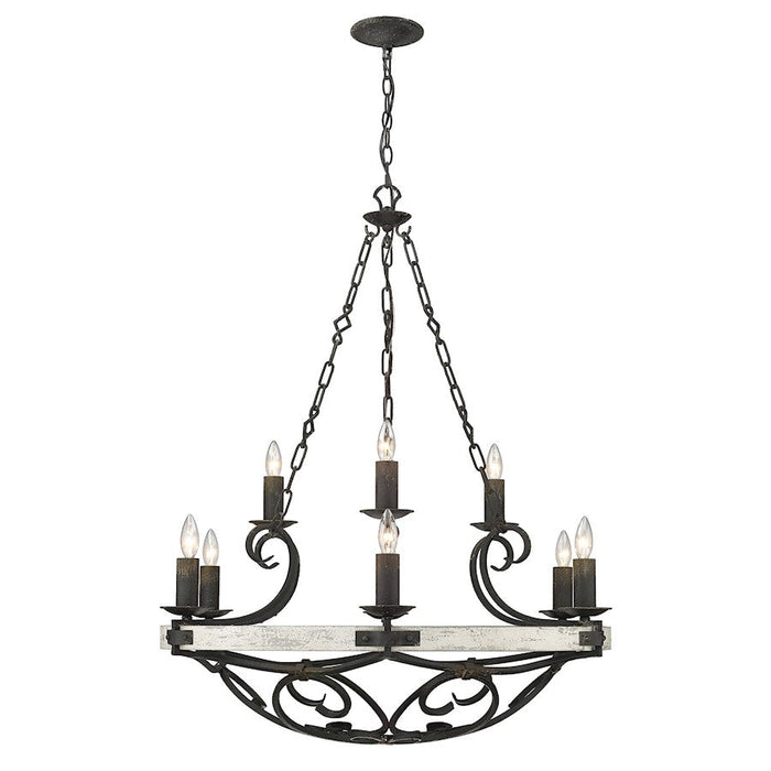 Golden Lighting Madera  Light Chandelier, Antique Black Iron