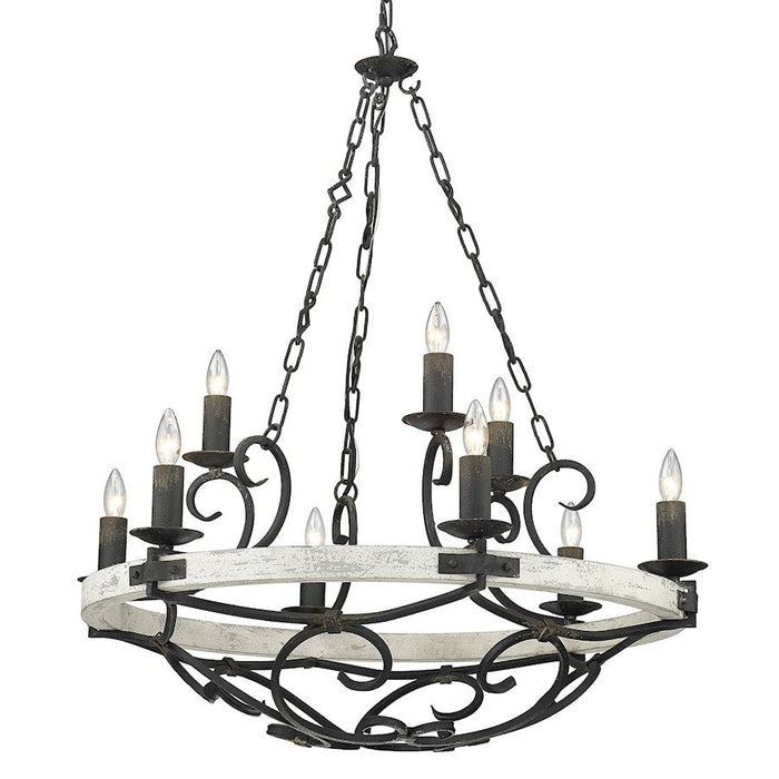 Golden Lighting Madera  Light Chandelier, Antique Black Iron