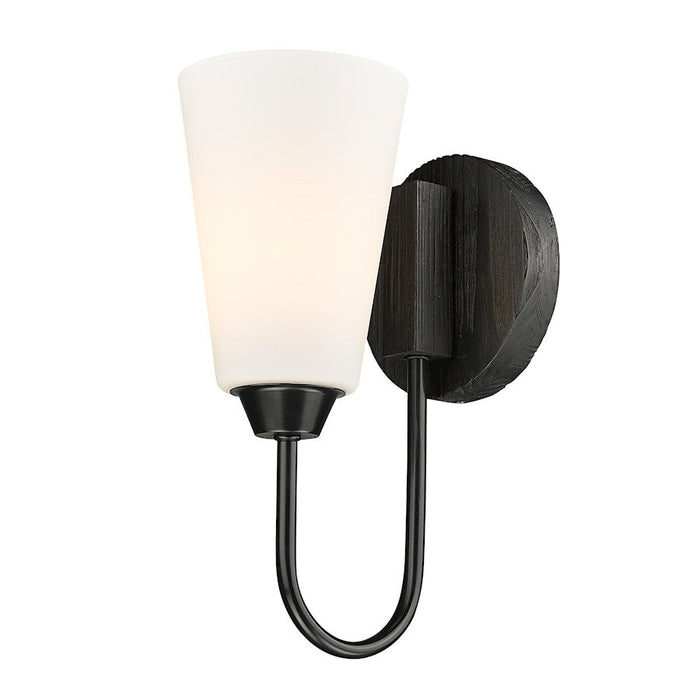 Golden Lighting Neela 1-Light Wall Sconce, Black/Opal Glass