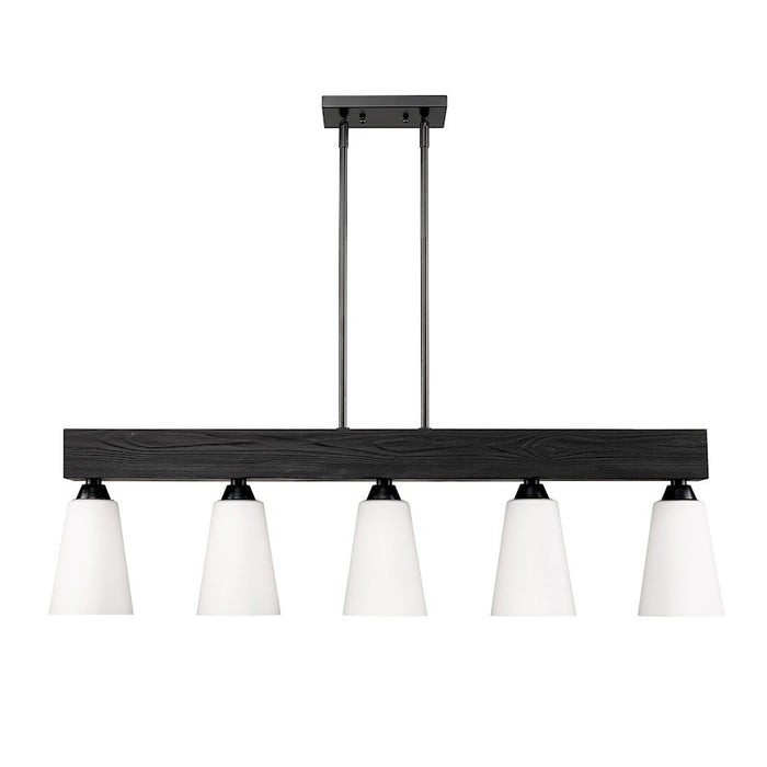 Golden Lighting Neela 5 Light Linear Pendant, Matte Black/Opal