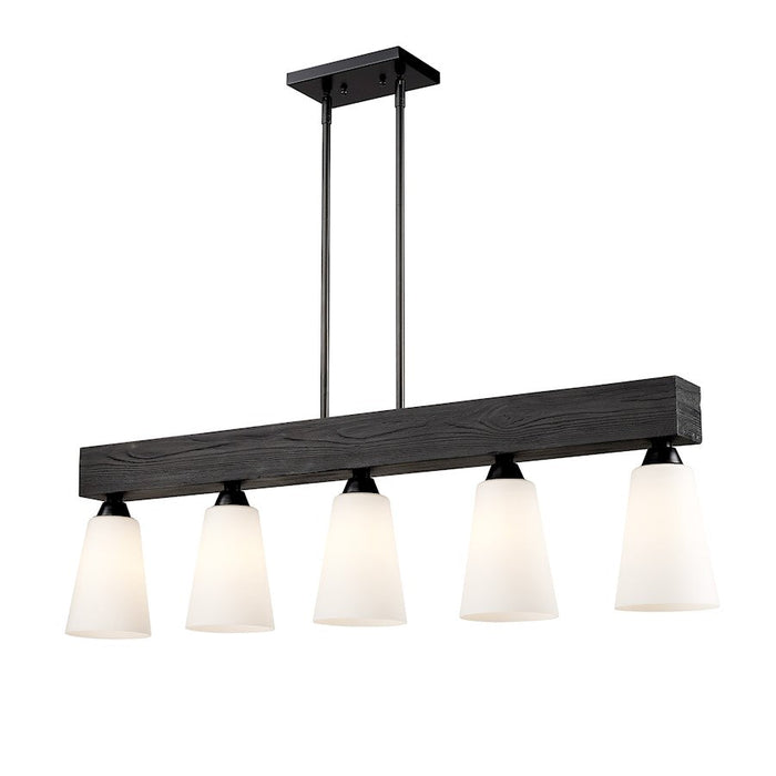 Golden Lighting Neela 5 Light Linear Pendant, Matte Black/Opal