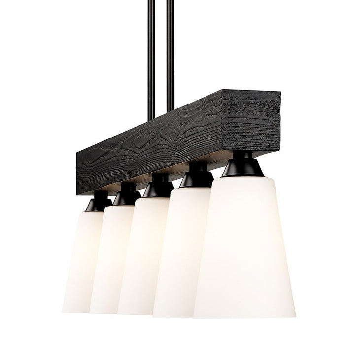 Golden Lighting Neela 5 Light Linear Pendant, Matte Black/Opal