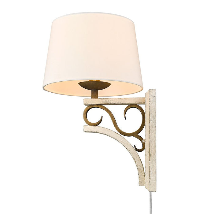 Golden Lighting Solay 1-Light Wall Sconce, Chestnut/Ivory Linen