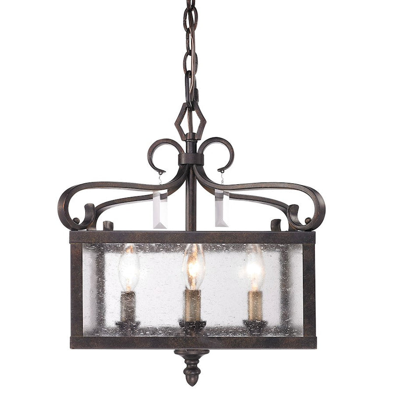 Golden Lighting Valencia 4 Light Pendant, Fired Bronze/Seeded