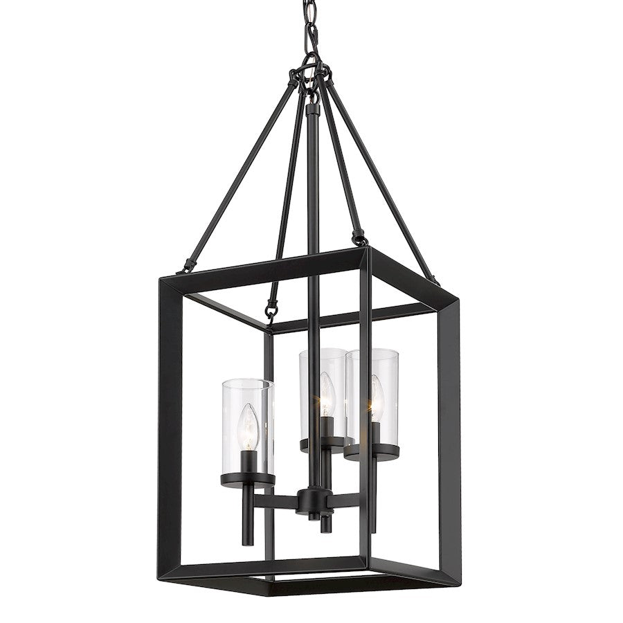 Golden Lighting Smyth 3 Light Pendant, Matte Black/Clear - 2073-3PBLK-CLR