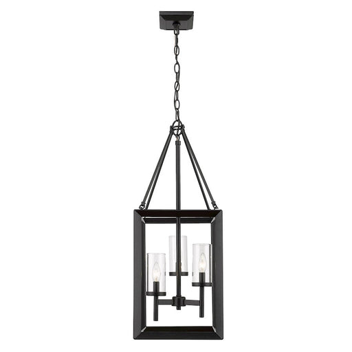 Golden Lighting Smyth 3 Light Pendant, Matte Black/Clear