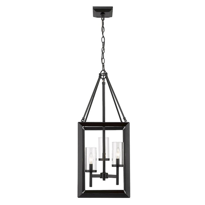 Golden Lighting Smyth 3 Light Pendant, Matte Black/Clear