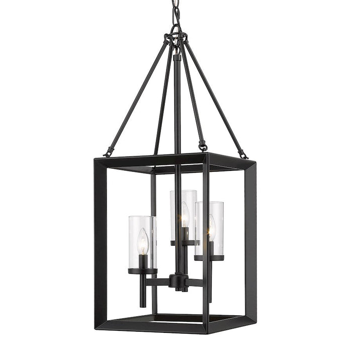 Golden Lighting Smyth 3 Light Pendant, Matte Black/Clear