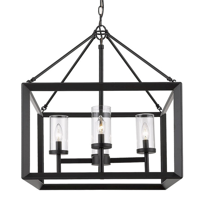 Golden Lighting Smyth Chandelier, Matte Black/Clear