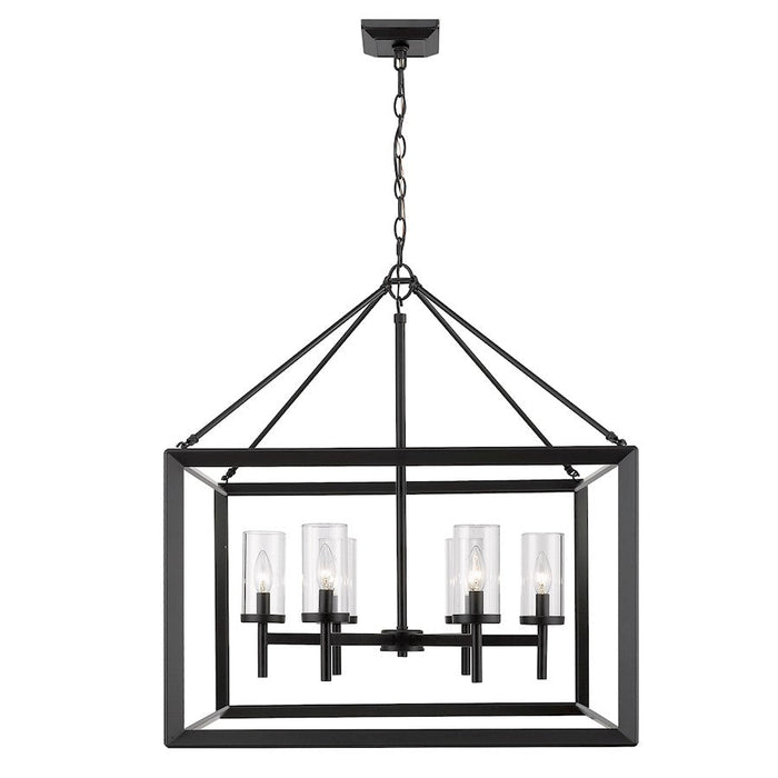 Golden Lighting Smyth Chandelier, Matte Black/Clear