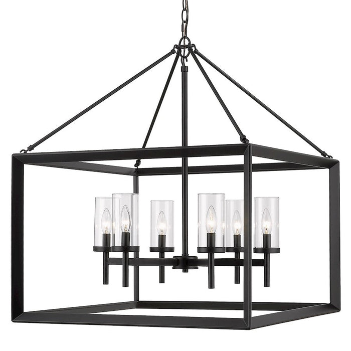 Golden Lighting Smyth Chandelier, Matte Black/Clear